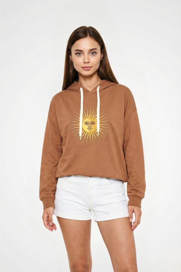 Buzo Rustico Frisado Con Capucha Sol De Mayo En DTF "LIZZY"