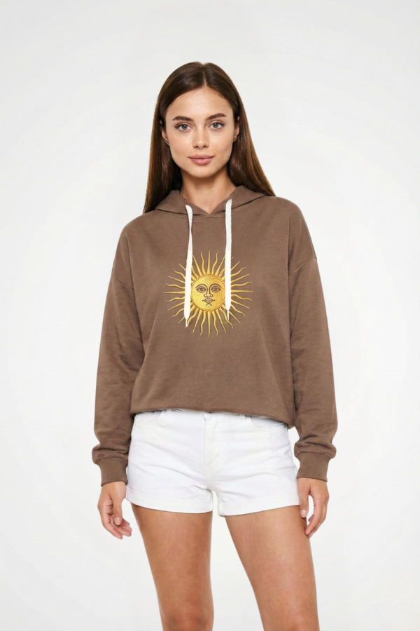 Buzo Rustico Frisado Con Capucha Sol De Mayo En DTF "LIZZY"