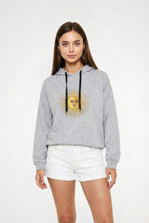 Buzo Rustico Frisado Con Capucha Sol De Mayo En DTF "LIZZY"