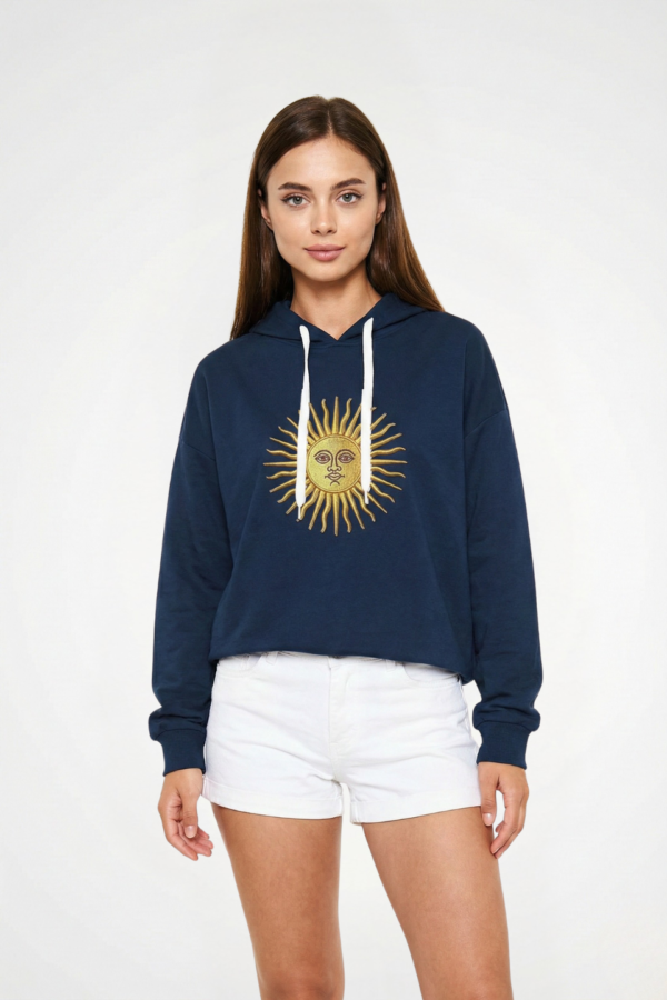 Buzo Rustico Frisado Con Capucha Sol De Mayo En DTF "LIZZY"