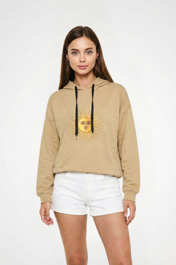 Buzo Rustico Frisado Con Capucha Sol De Mayo En DTF "LIZZY"