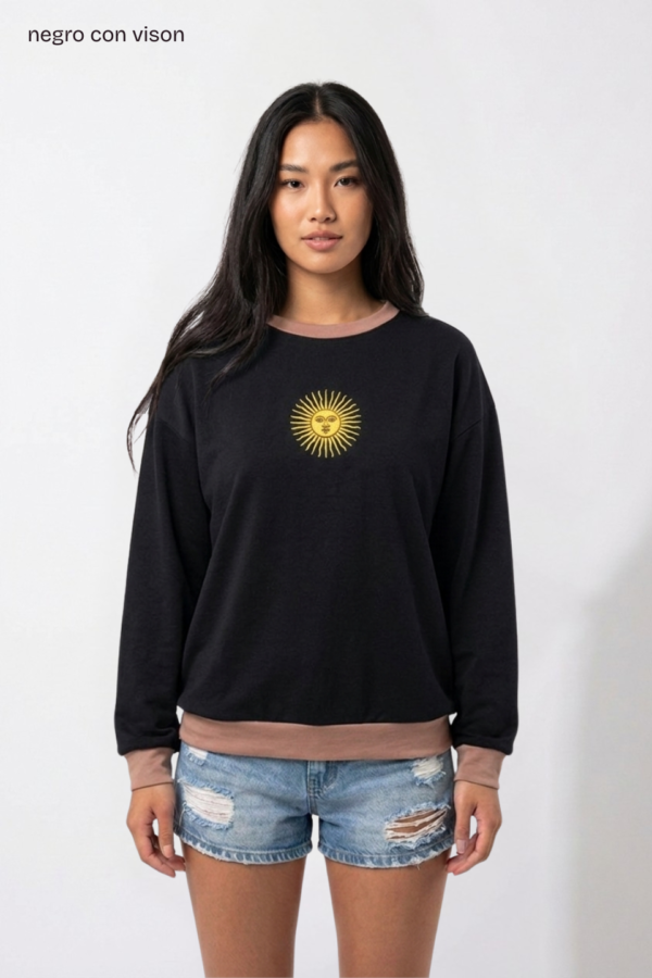 Buzo Rustico Lycra Cuello Redondo Combinado Sol De Mayo Bordado “ARGENTINO”