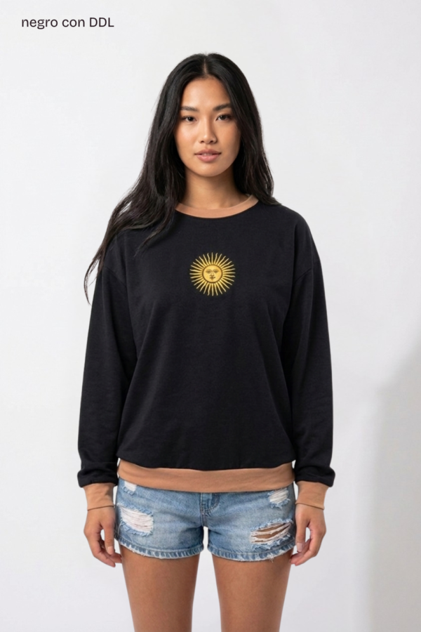 Buzo Rustico Lycra Cuello Redondo Combinado Sol De Mayo Bordado “ARGENTINO”