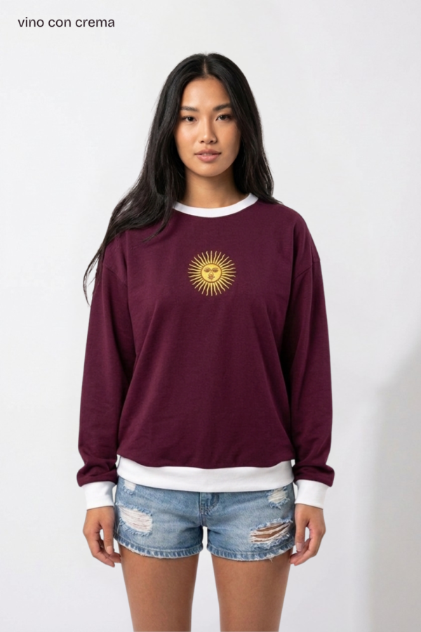 Buzo Rustico Lycra Cuello Redondo Combinado Sol De Mayo Bordado “ARGENTINO”