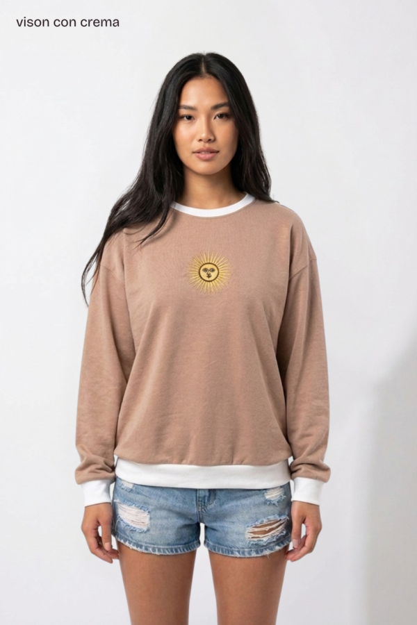 Buzo Rustico Lycra Cuello Redondo Combinado Sol De Mayo Bordado “ARGENTINO”