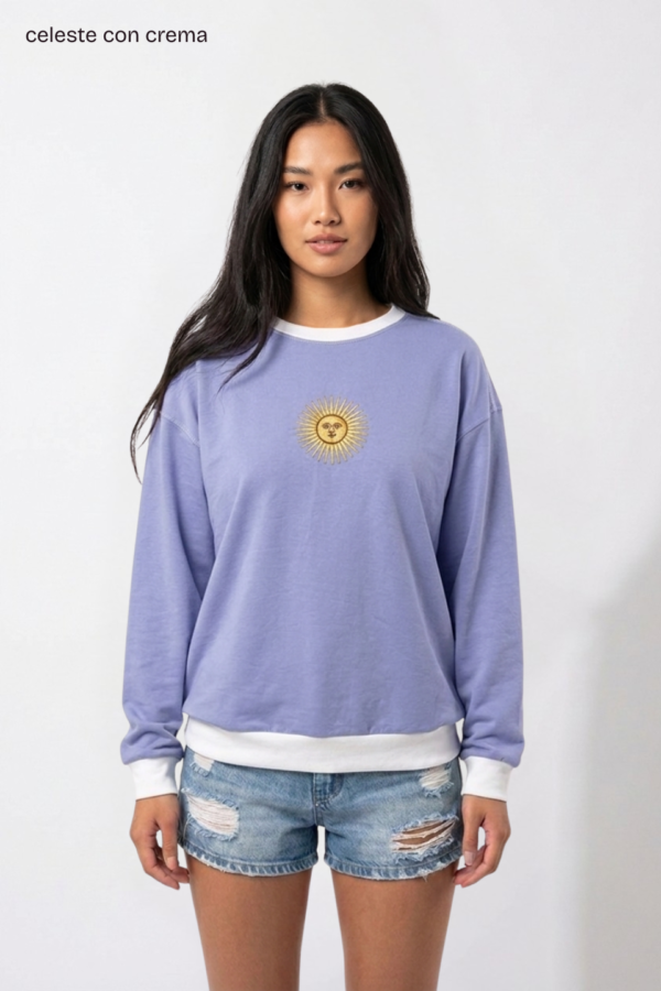 Buzo Rustico Lycra Cuello Redondo Combinado Sol De Mayo Bordado “ARGENTINO”