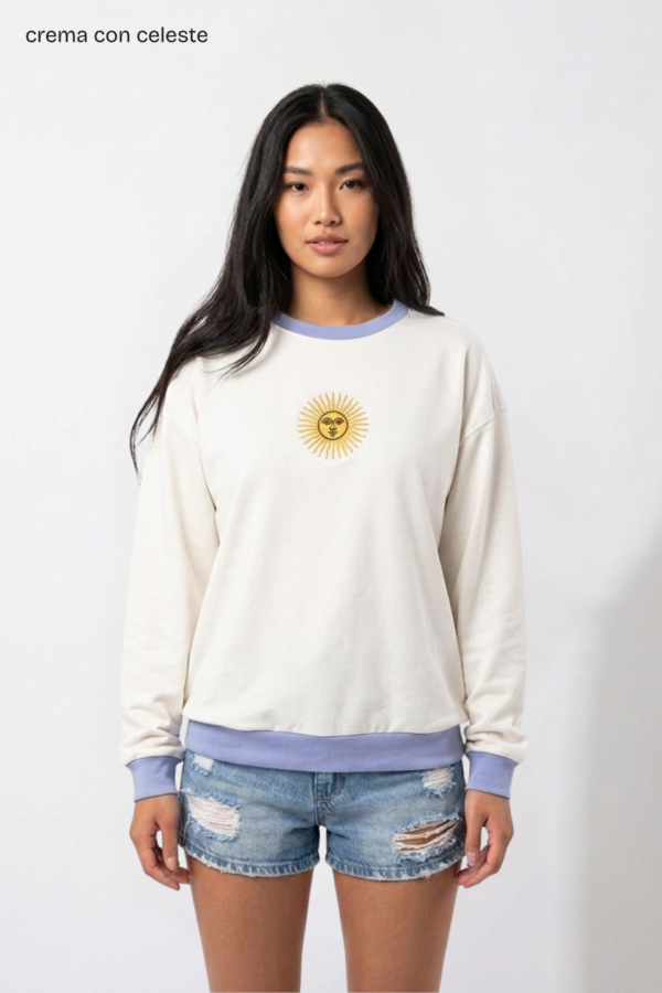 Buzo Rustico Lycra Cuello Redondo Combinado Sol De Mayo Bordado “ARGENTINO”