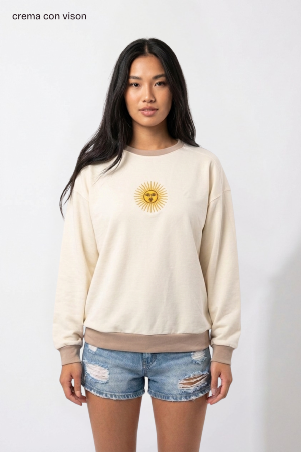 Buzo Rustico Lycra Cuello Redondo Combinado Sol De Mayo Bordado “ARGENTINO”