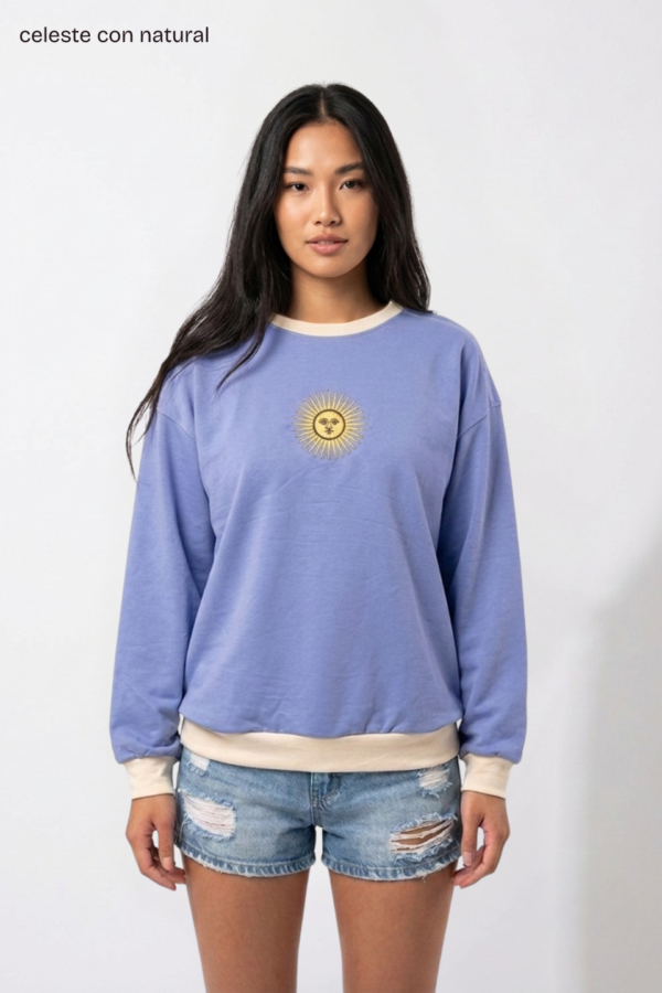 Buzo Rustico Lycra Cuello Redondo Combinado Sol De Mayo Bordado “ARGENTINO”