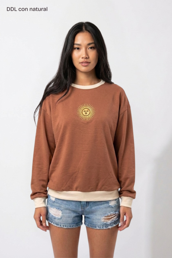 Buzo Rustico Lycra Cuello Redondo Combinado Sol De Mayo Bordado “ARGENTINO”