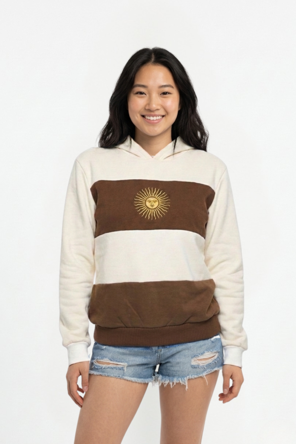 Buzo Frisa Peinado Con Capucha Sol De Mayo Bordado "MUNDIAL"