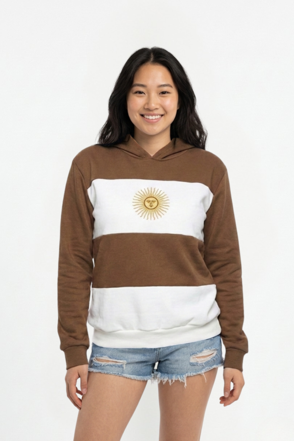 Buzo Frisa Peinado Con Capucha Sol De Mayo Bordado "MUNDIAL"