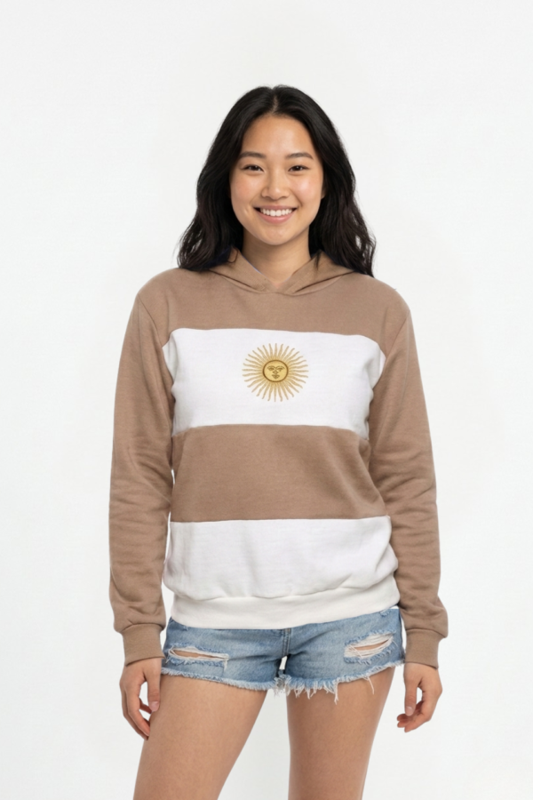 Buzo Frisa Peinado Con Capucha Sol De Mayo Bordado "MUNDIAL"