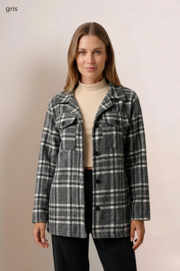 Saco Mediano Paño Estampado Cuadrille "CHARO"