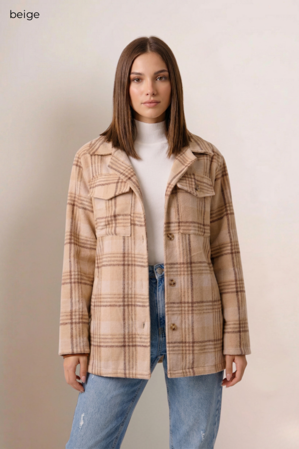 Saco Mediano Paño Estampado Cuadrille "JASMINE"