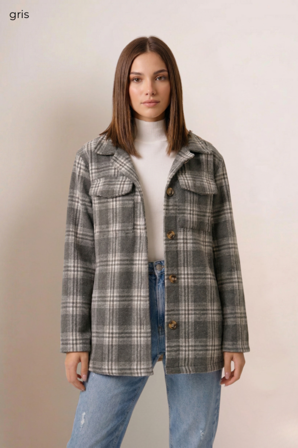 Saco Mediano Paño Estampado Cuadrille "JASMINE"