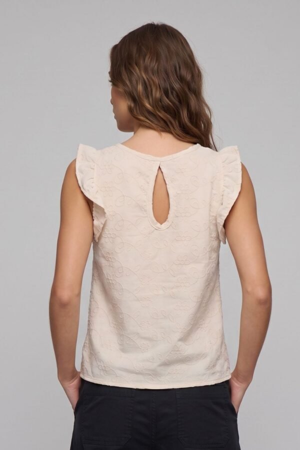Musculosa Con Gota Lino Twill Bordado "KALIA"