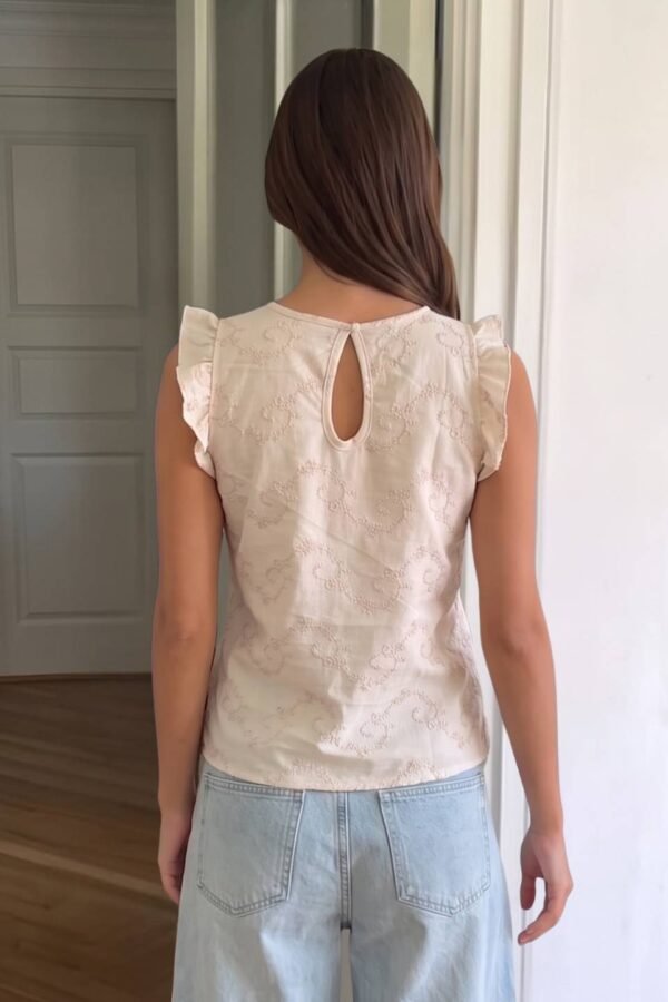 Musculosa Con Gota Lino Twill Bordado "MANCHEBO"