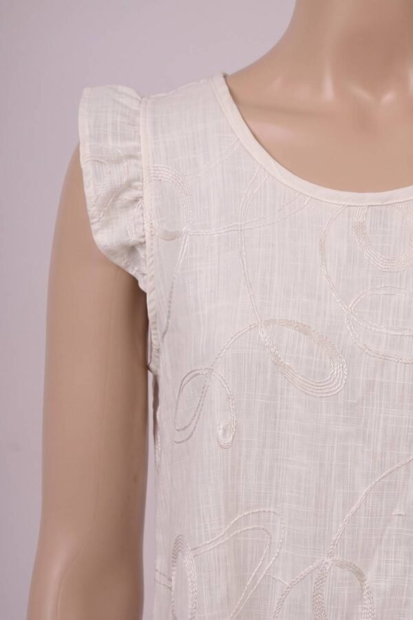 Musculosa Con Gota Lino Bordado Garabatos "ROMY"