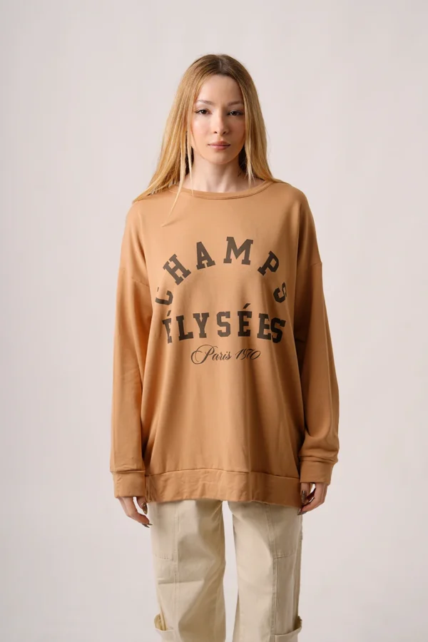 Maxibuzo Rustico Frisado Cuello Redondo Estampa Champs "ELYSEES"
