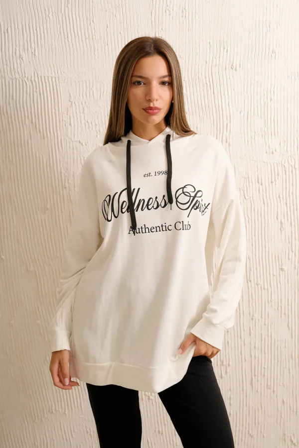 Maxibuzo Rustico Frisado Con Capucha Estampa Authentic Club "WELLNESS"