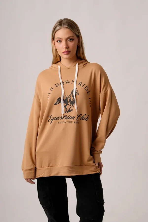 Maxibuzo Rustico Frisado Con Capucha Estampa Enjoy The "RIDE ON"