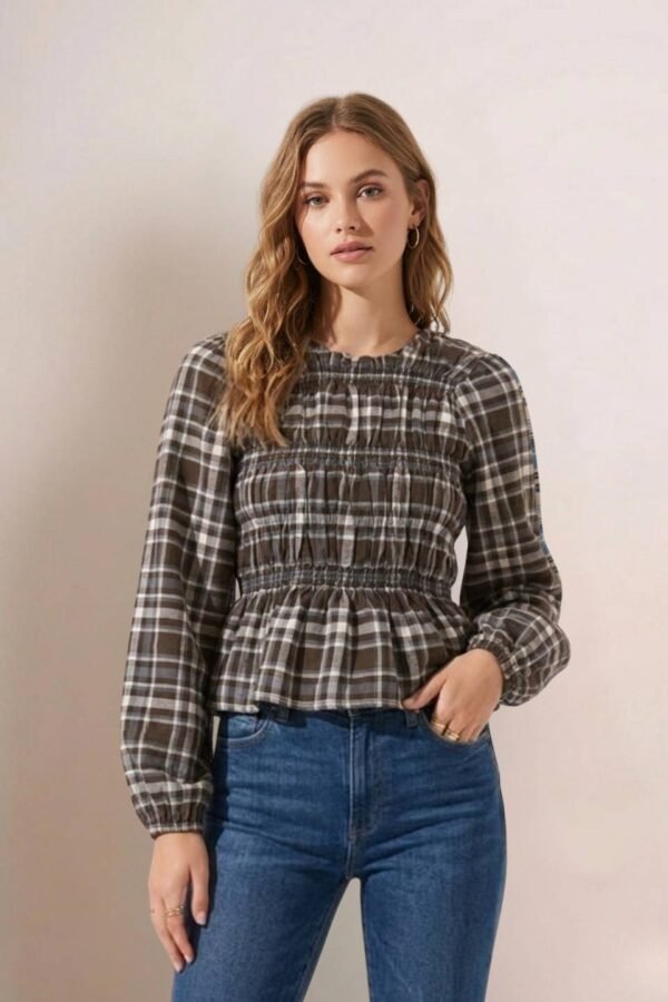 Blusa Manga Larga Fruncida Cuadrille Pilu "ANABELLA"