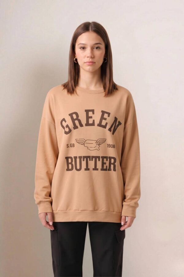 Maxibuzo Rustico Frisado Cuello Redondo Estampa Green "BUTTER"