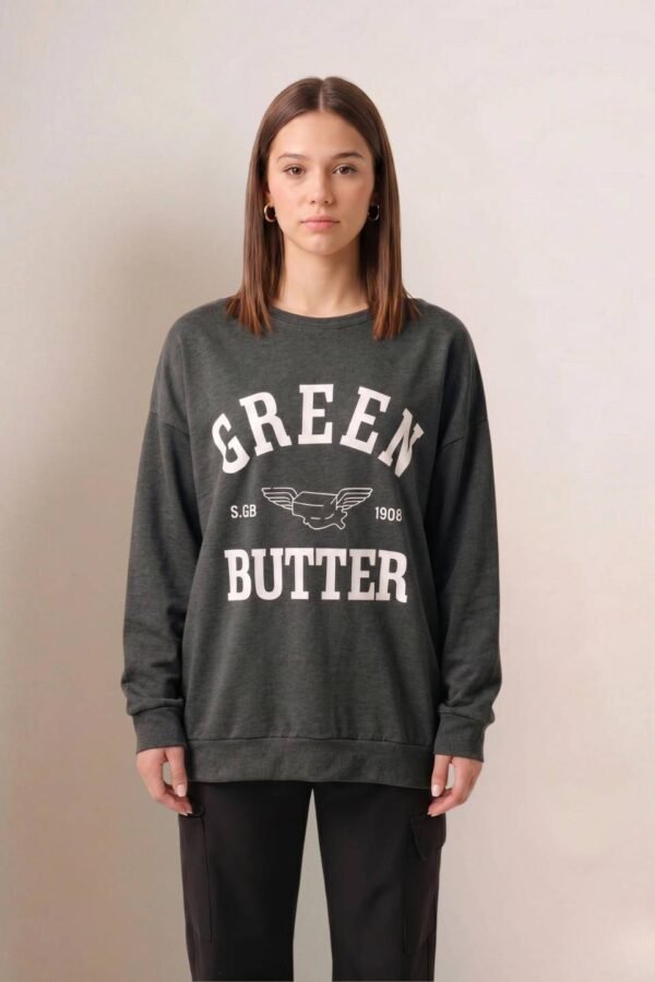 Maxibuzo Rustico Frisado Cuello Redondo Estampa Green "BUTTER"