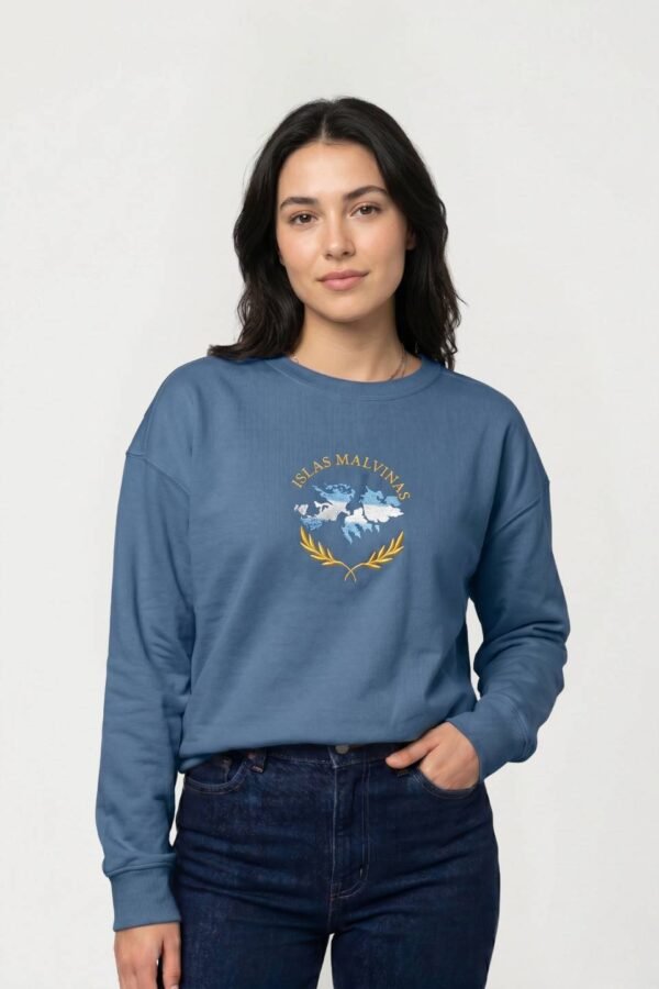 Buzo Rustico Frisado Cuello Redondo Bordado Islas "MALVINAS"