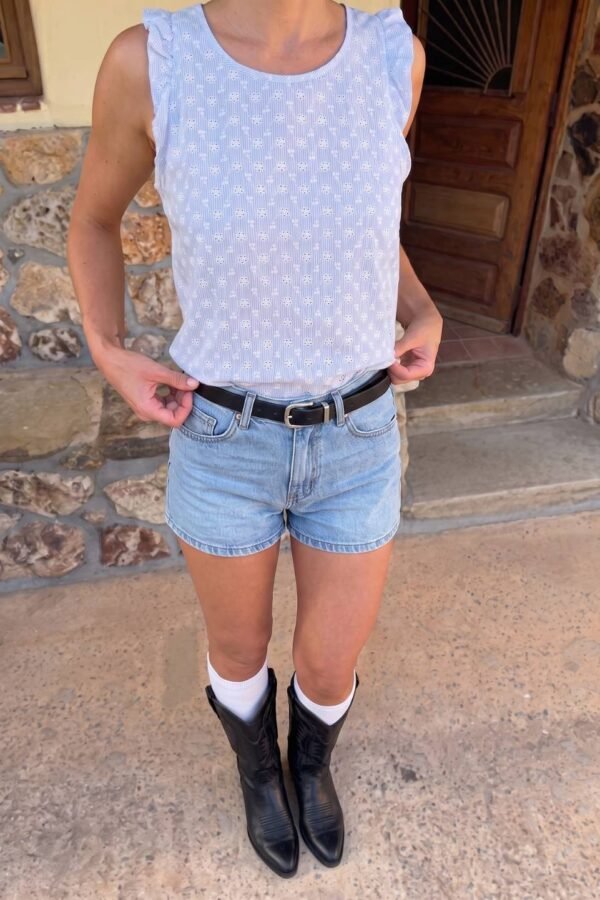 Musculosa Gota Poplin Con Broderie "MIA"