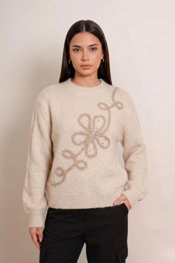 Sweater 1 Flor Con Tachas "VALENTINA"
