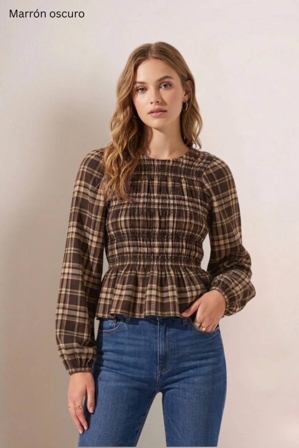 Blusa Manga Larga Fruncida Cuadrille Pilu "ANABELLA"