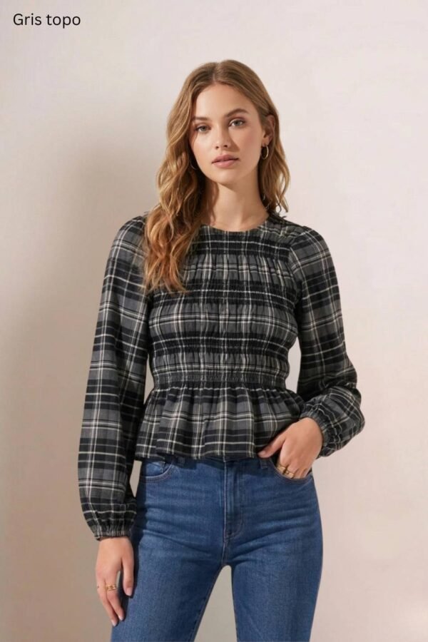 Blusa Manga Larga Fruncida Cuadrille Pilu "ANABELLA"