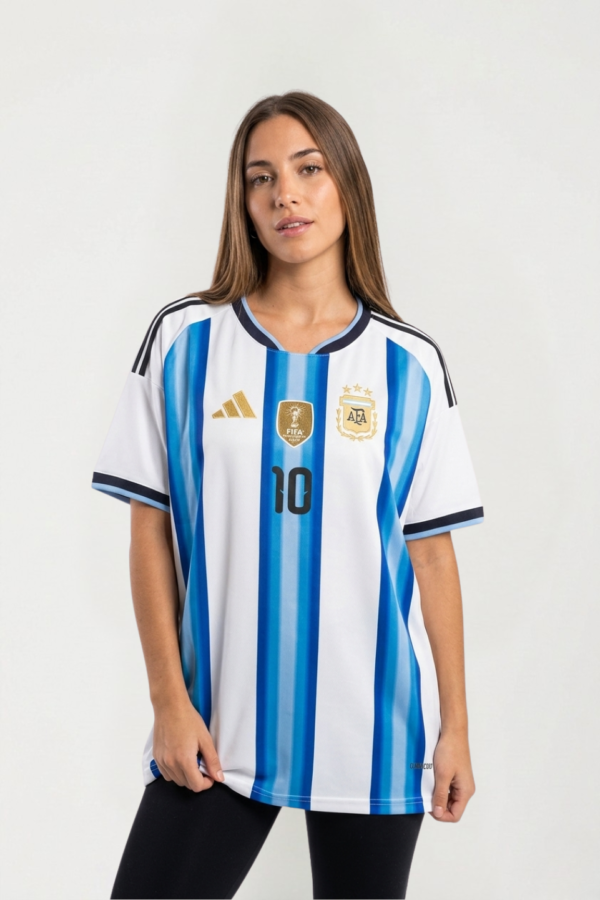 CAMISETA ARGENTINA BORDADA LARGO S-M-L-XL-XXL (stock limitado)