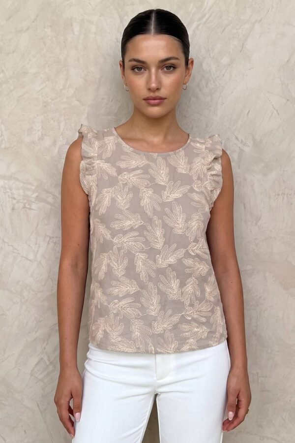 Musculosa Gota Lino Bordado "GALU"