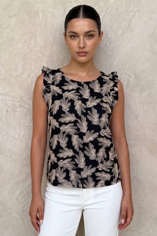 Musculosa Gota Lino Bordado "GALU"