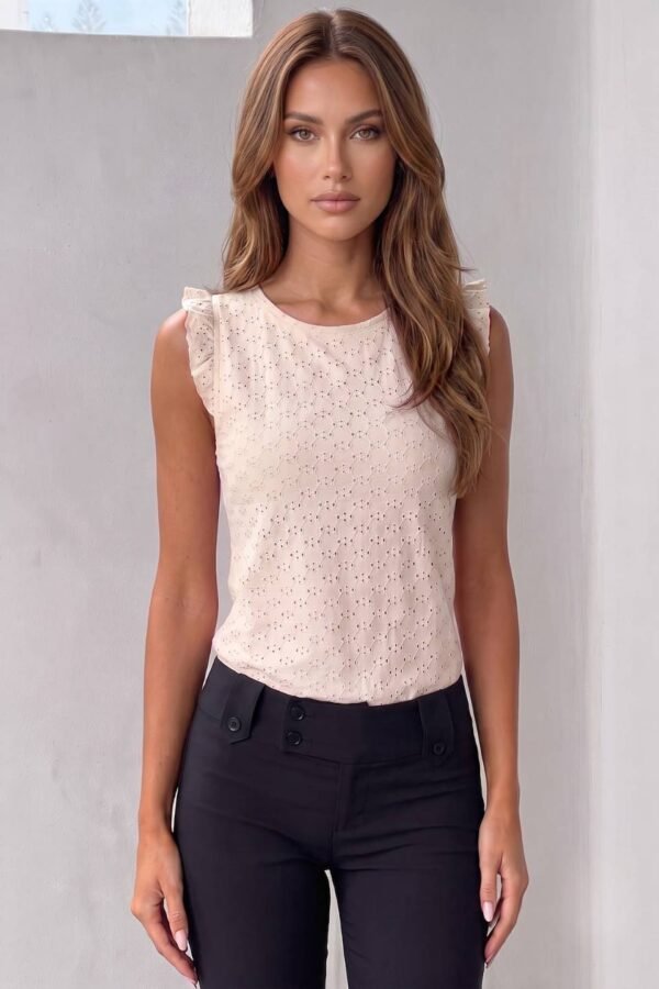 Musculosa Gota Con Moño Atras Broderie Punto "TERE"