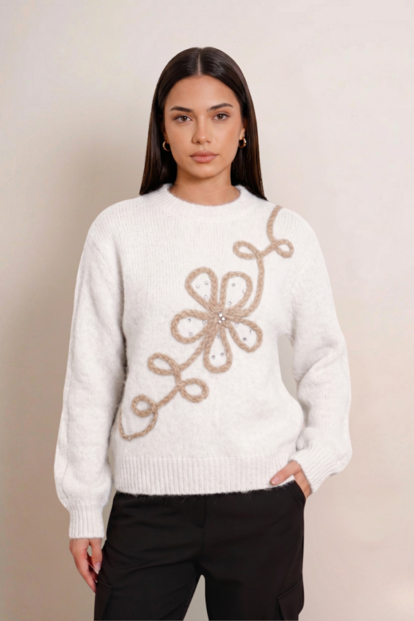 Sweater 1 Flor Con Tachas "VALENTINA"