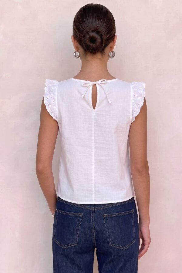 Musculosa Gota Satin Mate Manga Broderie Plano Para Atar Atras "ADA"