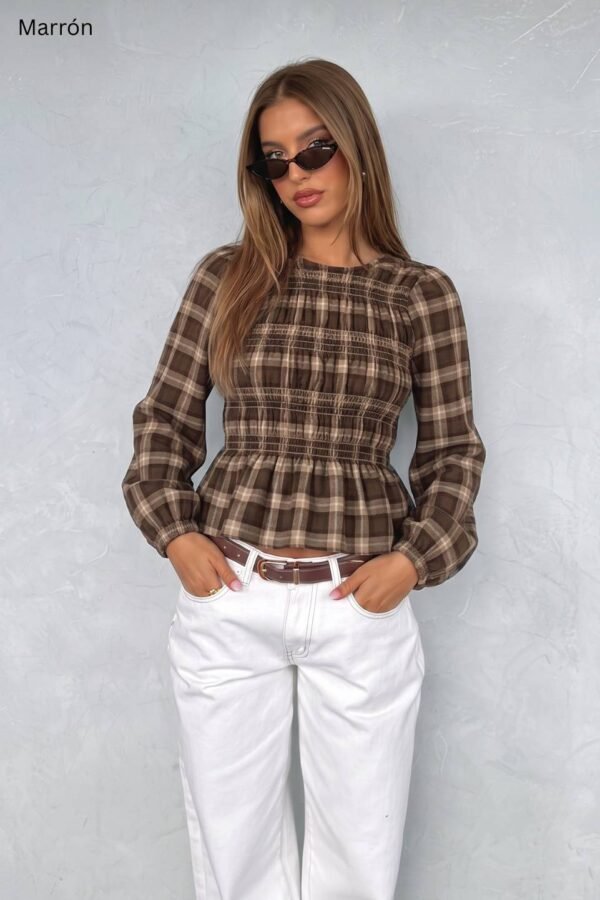Blusa Manga Larga Fruncida Cuadrille Pilu "ANABELLA"
