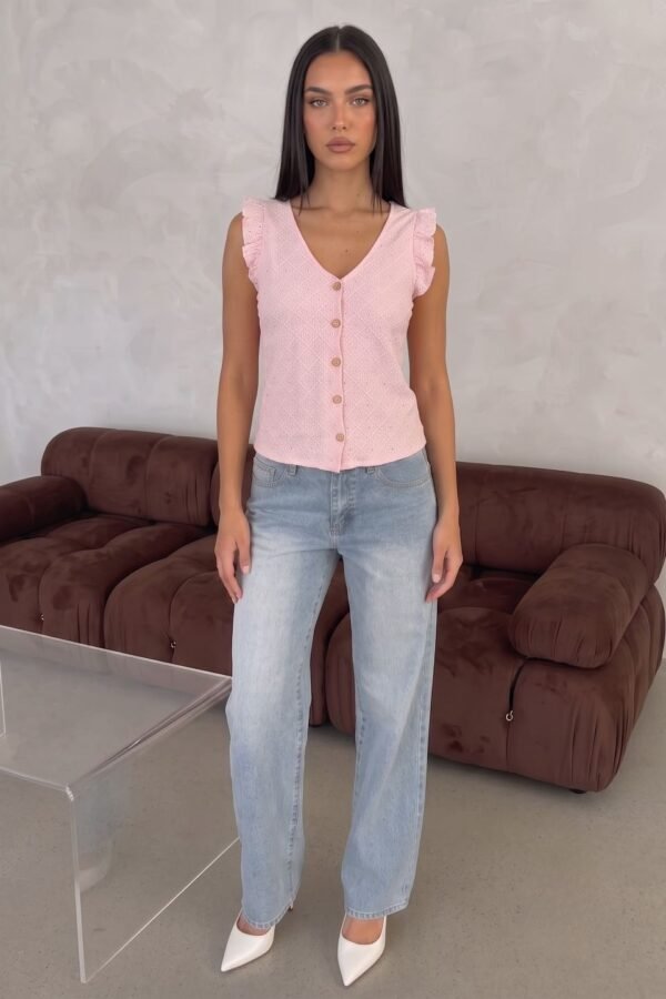 Musculosa Volado Con Botones Broderie Crep "BLOOM"