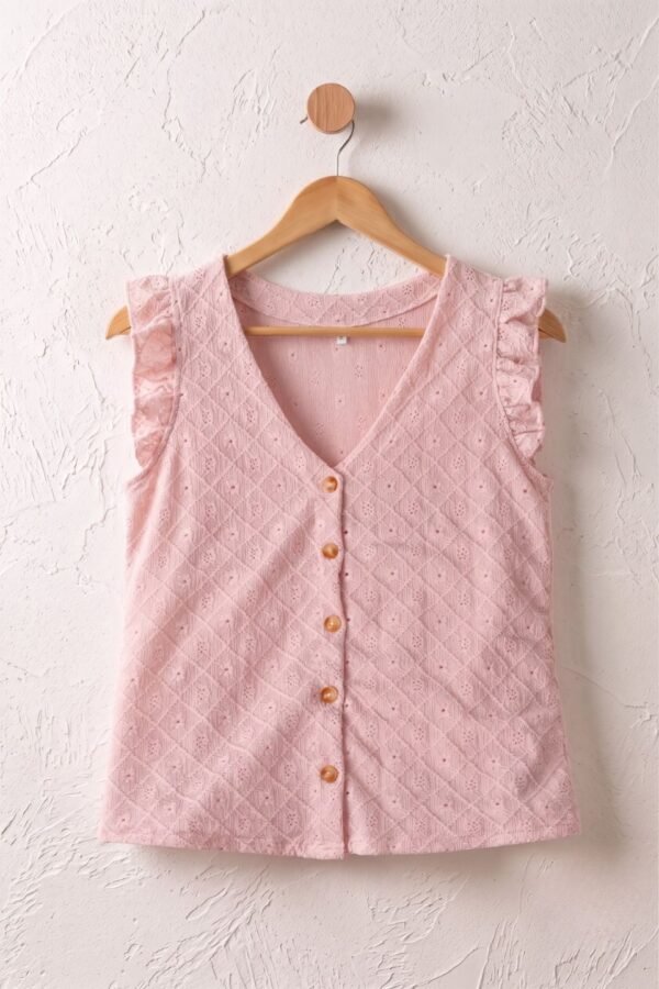 Musculosa Volado Con Botones Broderie Crep "BLOOM"