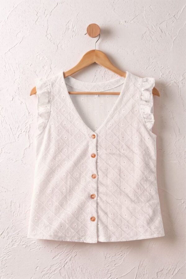 Musculosa Volado Con Botones Broderie Crep "BLOOM"