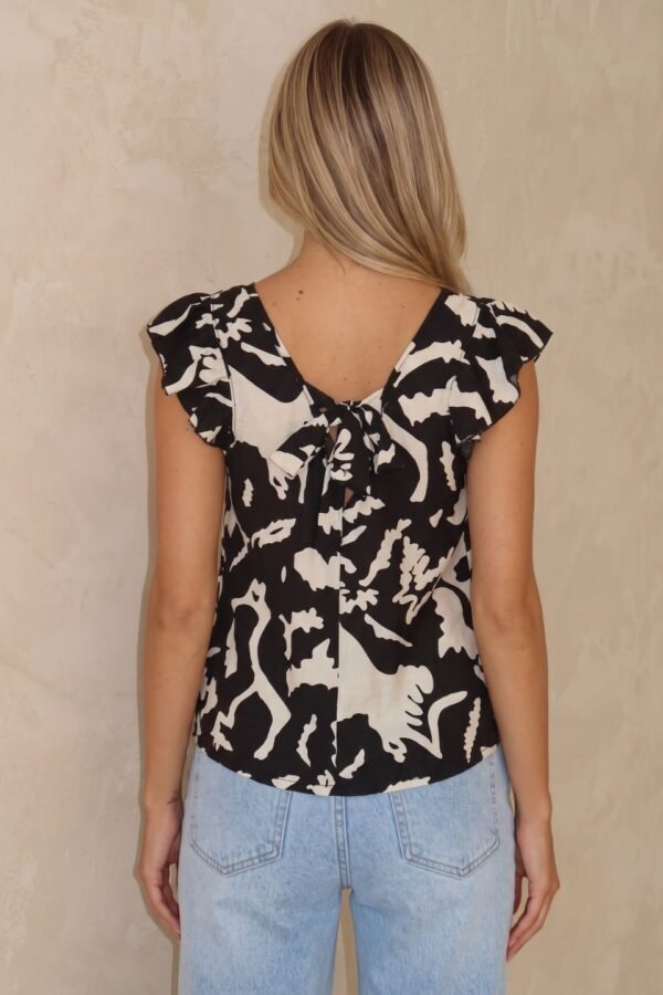 Musculosa Cey Premium Estampado Para Atar Atras Manga Volado "CACHI"