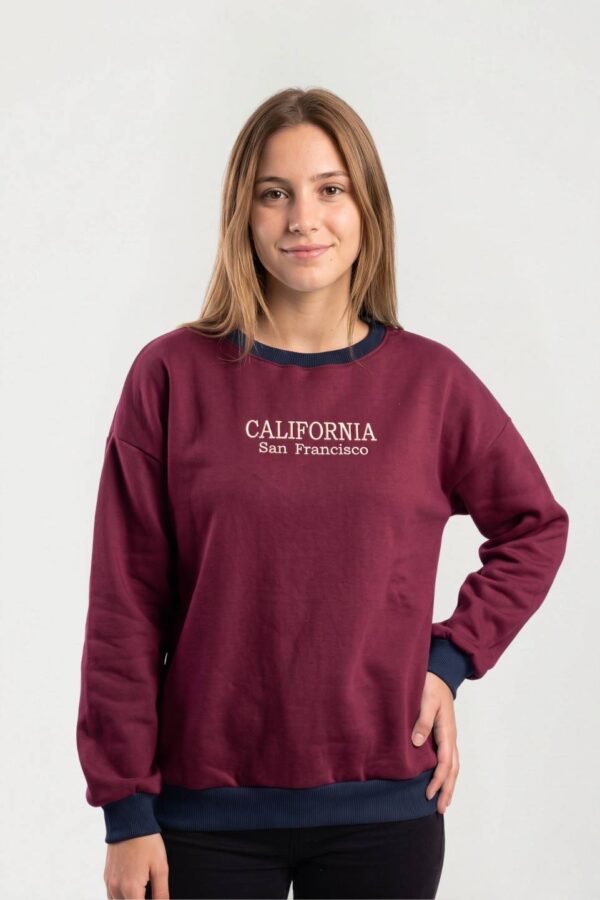 Buzo Cuello Redondo Combinado Frisado California San Francisco Bordado "CAFRA"