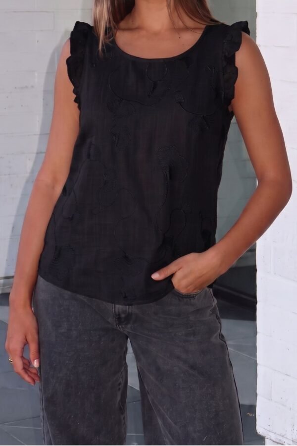 Musculosa Gota Lino Bordado "CRYSTAL"