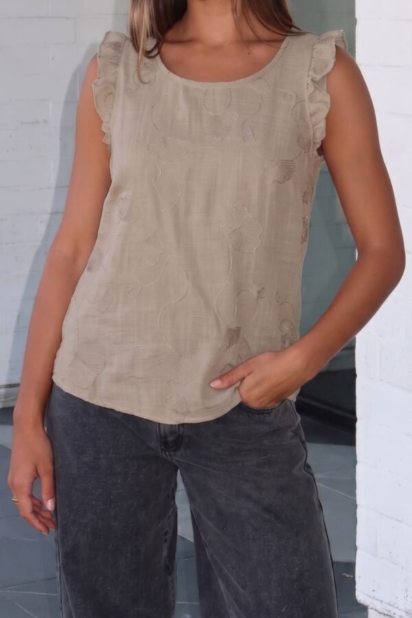 Musculosa Gota Lino Bordado "CRYSTAL"