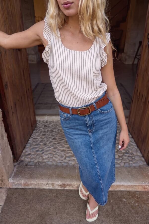 Musculosa Gota Lino Rayado "DANTE"