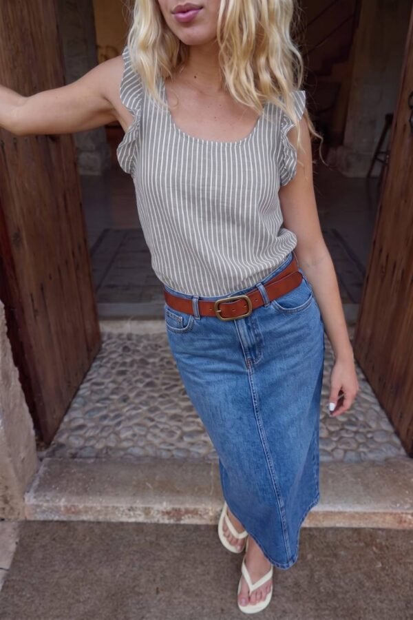 Musculosa Gota Lino Rayado "DANTE"